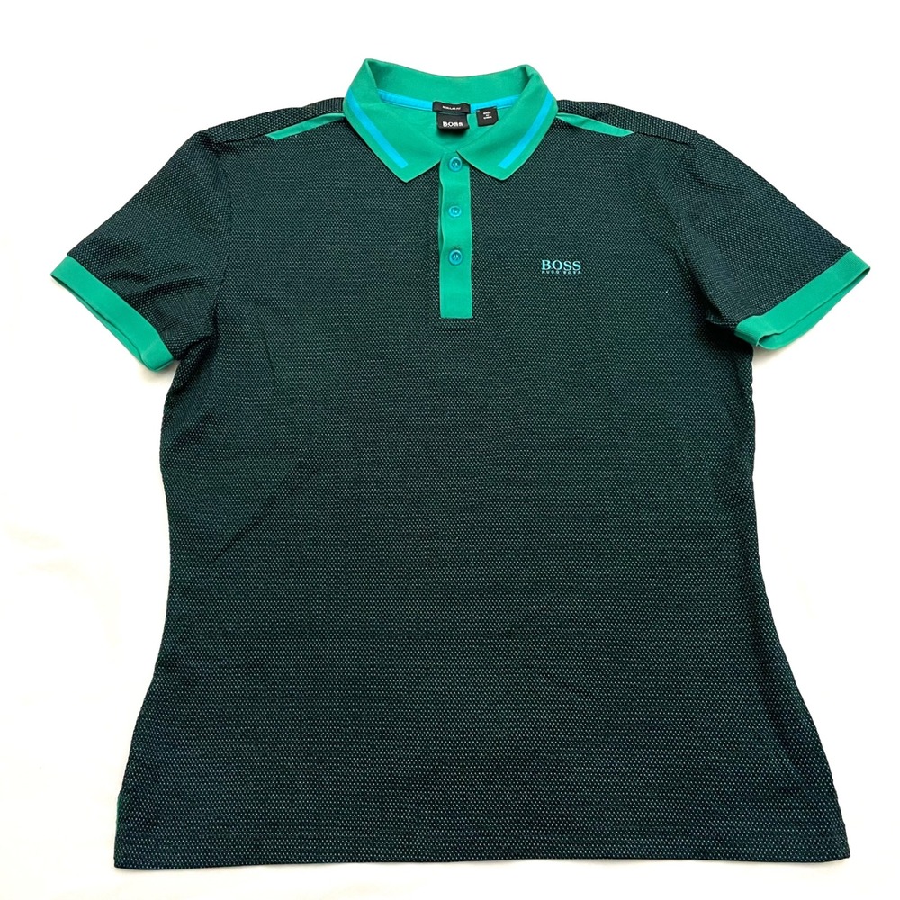 BOSS Hugo Boss Paddy Short Sleeve Polo Shirt Mens Medium Green Regular Fit